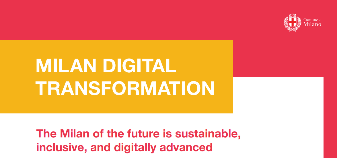 The image is a slide extracted from a PDF file. It reads 'Milan digital transformation'.