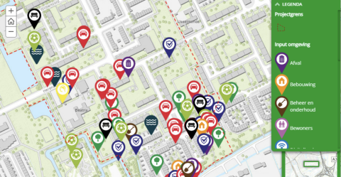 Interactive map showing all wishes collected from citizens in the district of Reyeroord West.