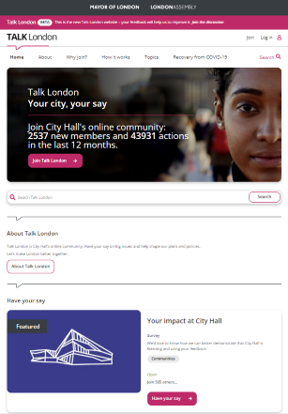 Talk London homepage