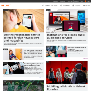 Screenshot from Helmet.fi web library front page