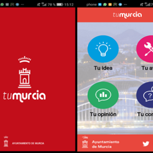 Loading Screen and Menu of the Citizen App "TuMurcia"